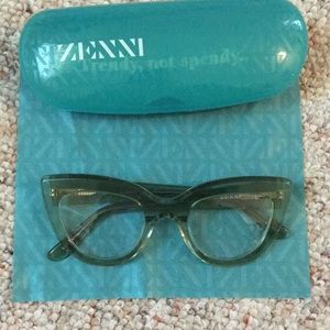 Zenni Green Cat Eye Oversized Glasses Frames - No Prescription